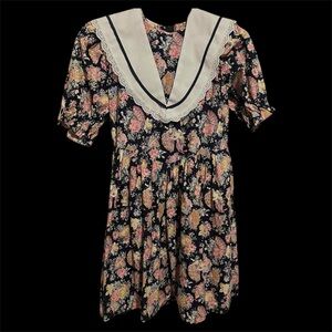 Vintage Floral & Angel Print Dress